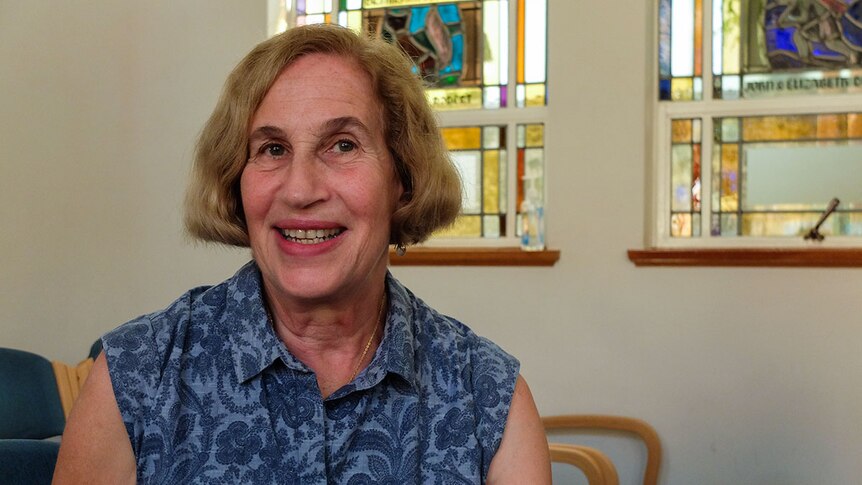 Jewish woman Kathy inside Emanuel Synagogue in Woollahra, Sydney.