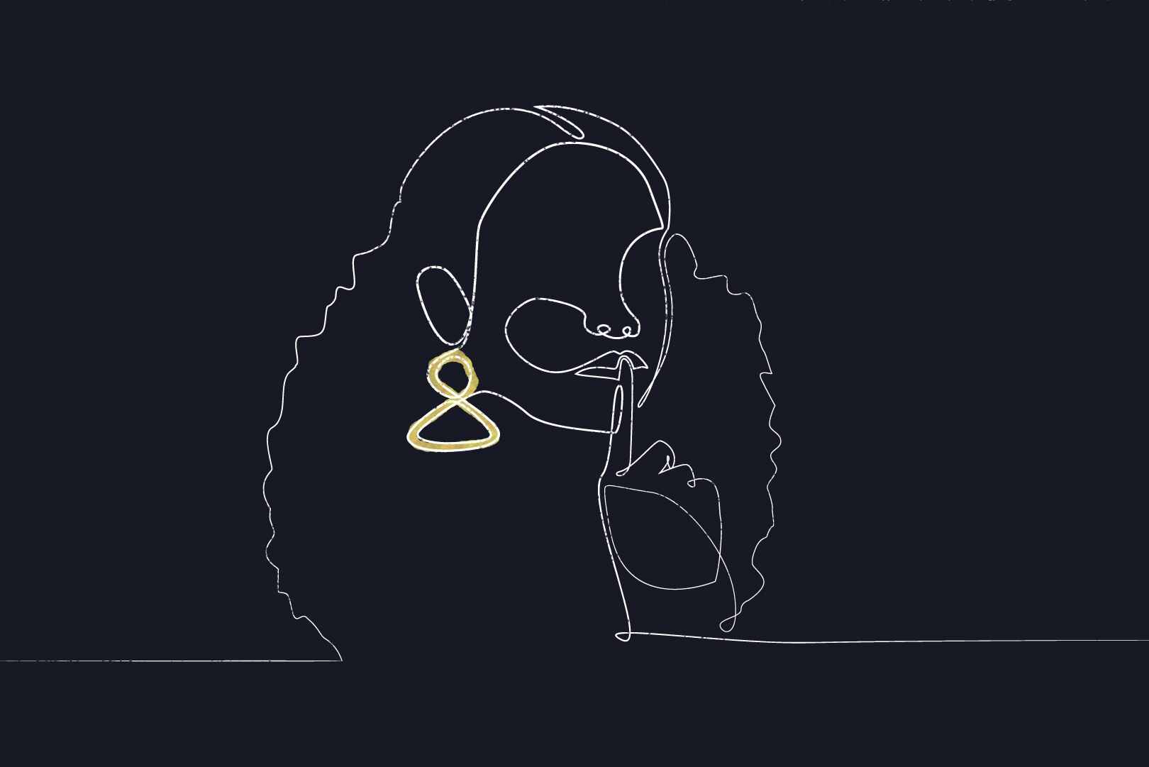 An illustration of a woman holding her finger to her lips to say shhhh.