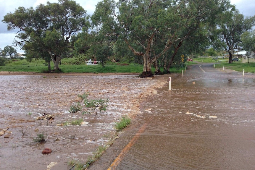 The Todd River flows in Alice Springs