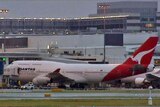 TV still of Qantas Boeing 747 after returning to Sydney