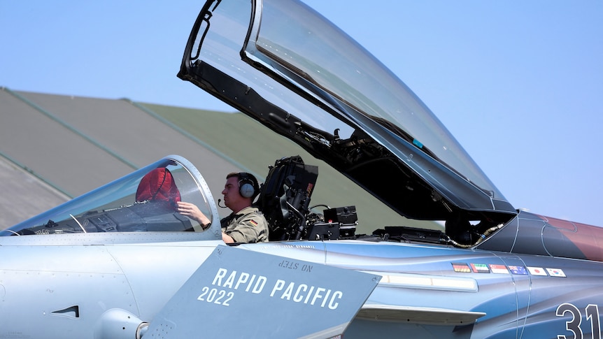 A Eurofighter Typhoon jet of the German Air Force 