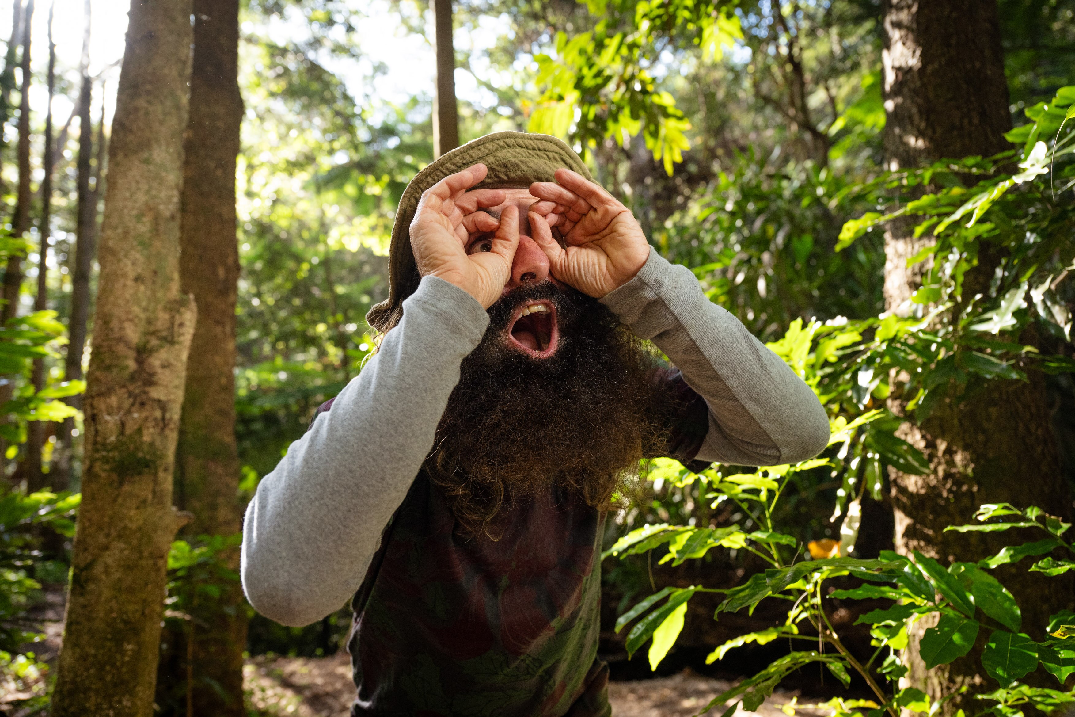 Costa Georgiadis makes glasses with his hands