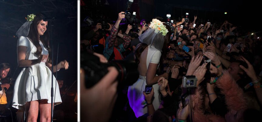 Lana Del Rey on-stage, then wading into the crowd at Splendour In The Grass, July 2012