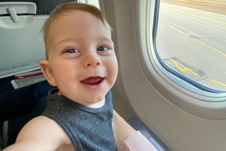 A baby on a plane. 