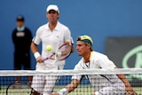 Stirring comeback: Lleyton Hewitt (r) played a pivotal role in Australia's Cup sweep