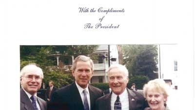 The Gregorys (right) met Mr Bush and Mr Howard after the ceremony.