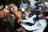 Violence erupted outside the Election Commission in Islamabad, after Prime Minister Shaukat Aziz arrived