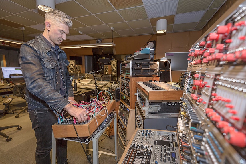 Peralta operating sound panel in studio.