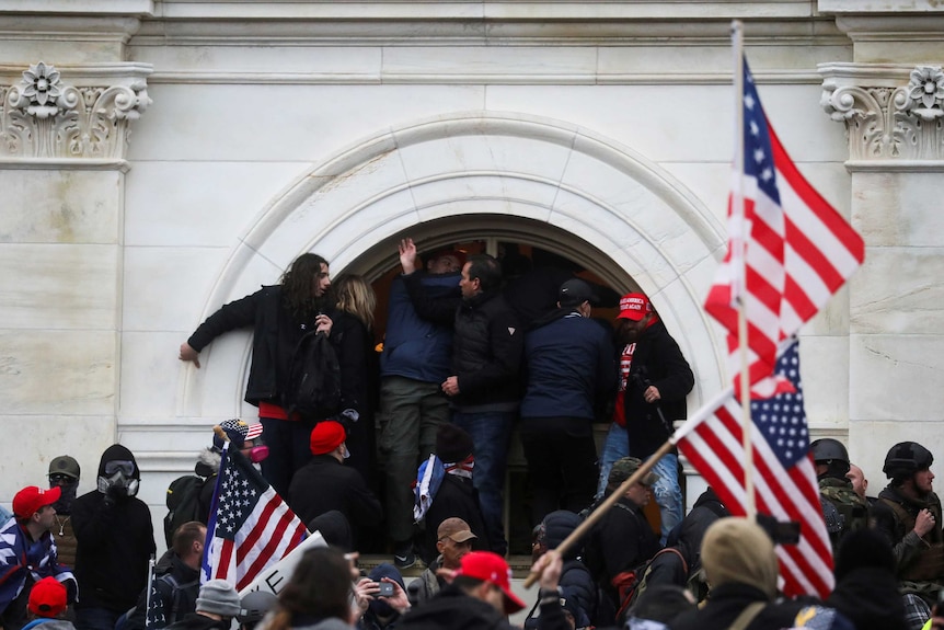 Supporters of President Donald Trump gather in front of the US Capitol Building in Washington on January 6, 2021.