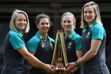 Meg Lanning, Rachael Haynes, Nicole Bolton and Ellyse Perry with Ashes trophy