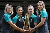 Meg Lanning, Rachael Haynes, Nicole Bolton and Ellyse Perry with Ashes trophy