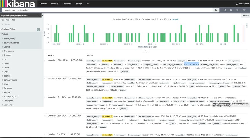 Search query metadata