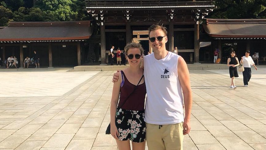Joshua Bone and Emily Atkinson on holiday in Japan last year.