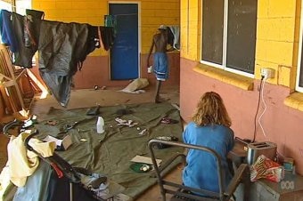 Crowded housing at a remote NT Aboriginal community.