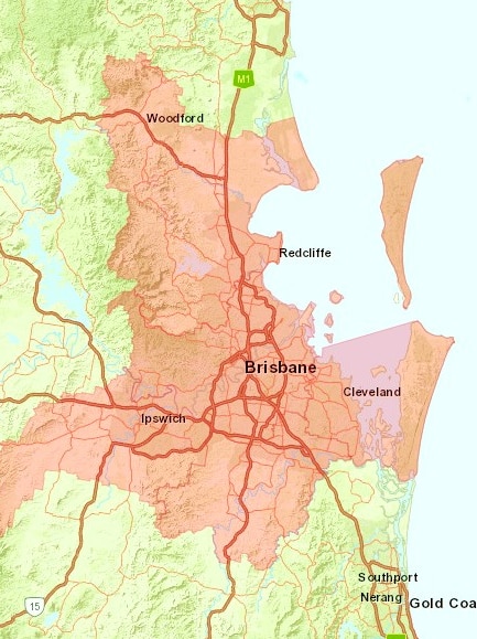 A map of Greater Brisbane.