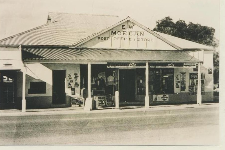 A black-and-white image of a post office