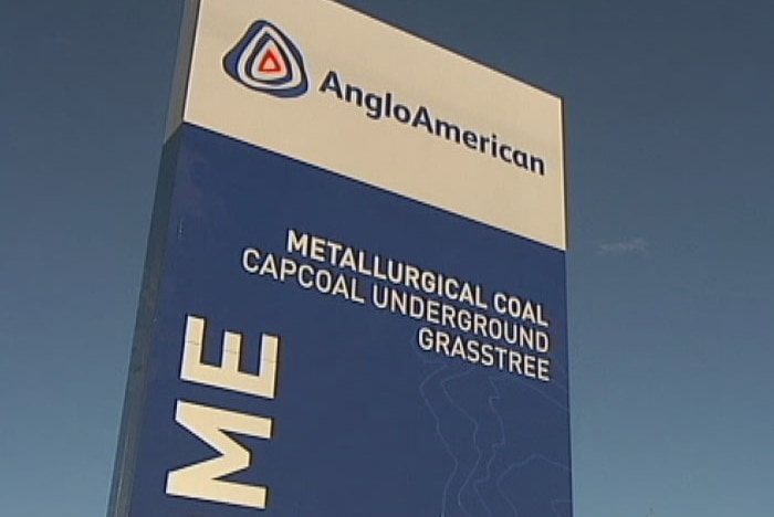 A sign outside Anglo American's Grasstree coal mine near Middlemount, north-west of Rockhampton.