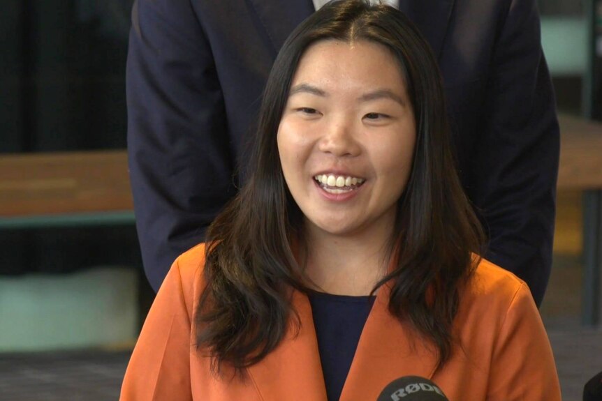 Dentist Trudy Lin at a media conference.