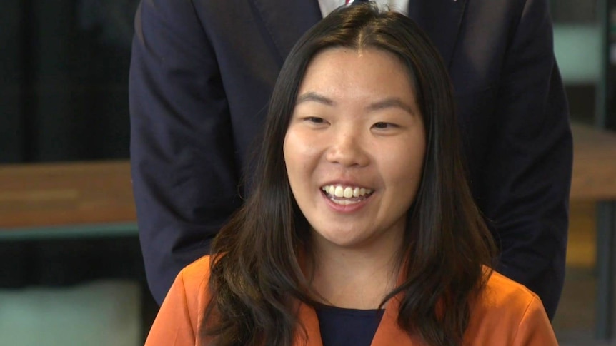 Dentist Trudy Lin at a media conference.