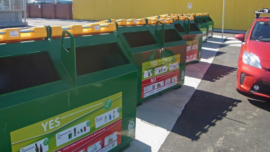 New hoppers at the Gungahlin Recycling Drop-off Centre at O'Brien Place.