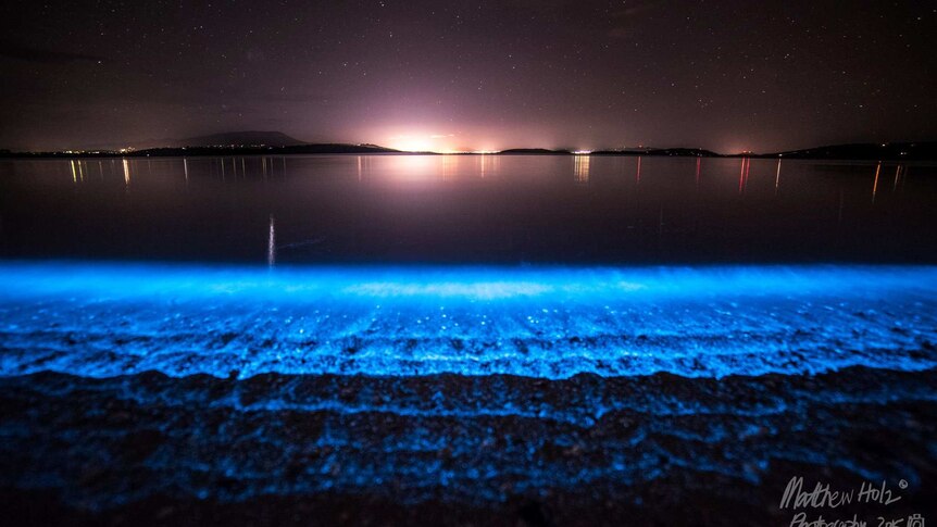 Blue water at night