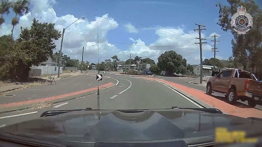 Dashcam vision captures the moment a car travels on to the wrong side of the road in Townsville.