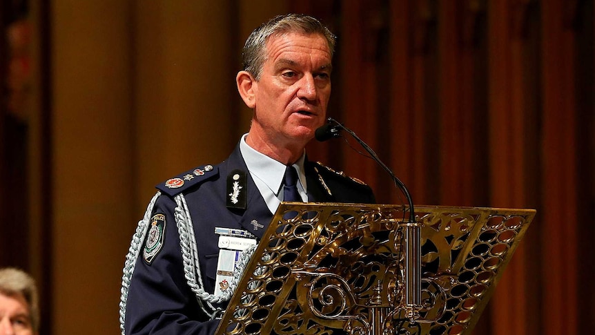 NSW Police Commissioner Andrew Scipione at Curtis Cheng funeral