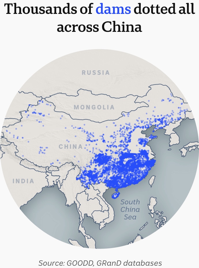 Thousands of dams dotted all across China