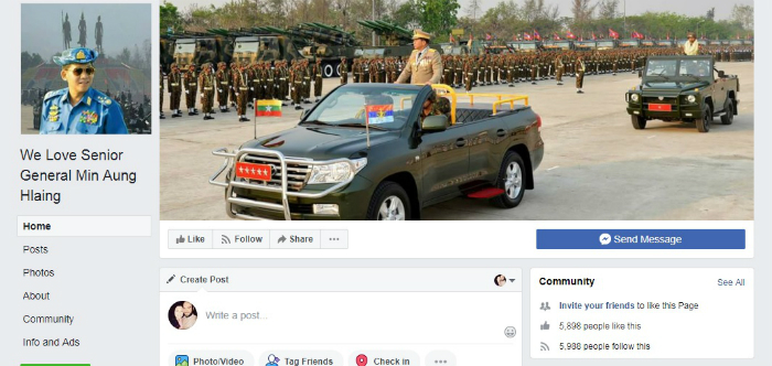 The We Love Senior General Min Aung Hlaing Facebook page