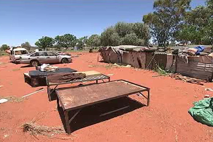 Sleeping arrangements at the impoverished Arlparra community, about 200km from Alice Springs, NT.