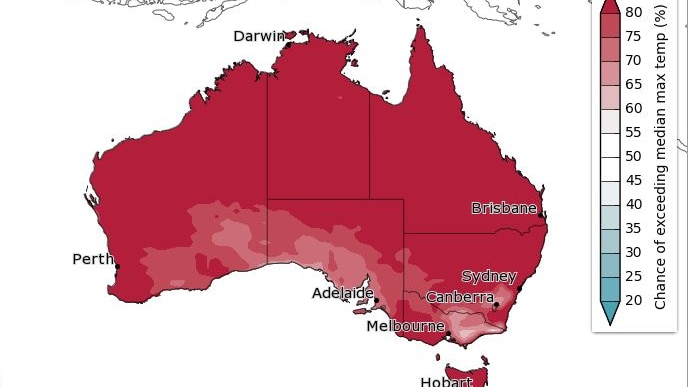 The first map shows the Bureau is tipping warmer than average days for autumn nationwide.