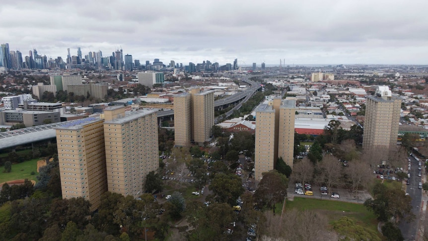 an aerial view of towers in Flemington