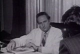 Controversial former Sydney doctor and scientist Dr William McBride looking at an interviewer.