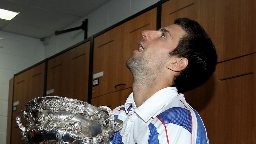 Evident relief ... Djokovic's off- and on-court toils paid off in spades with his second Australian Open.