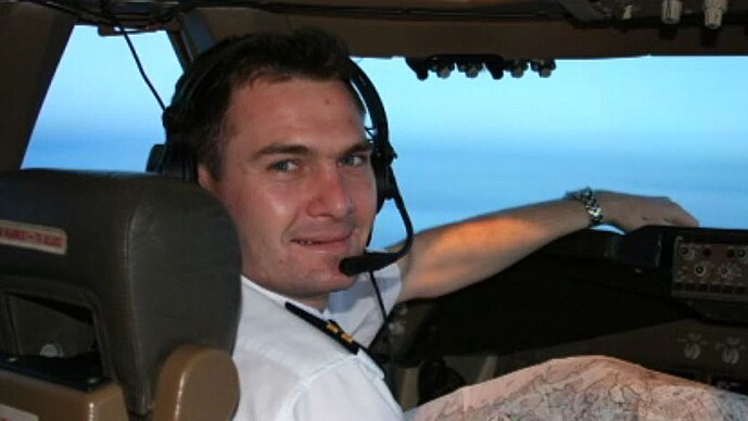 Pilot Matthew Morgan pictured in cockpit.