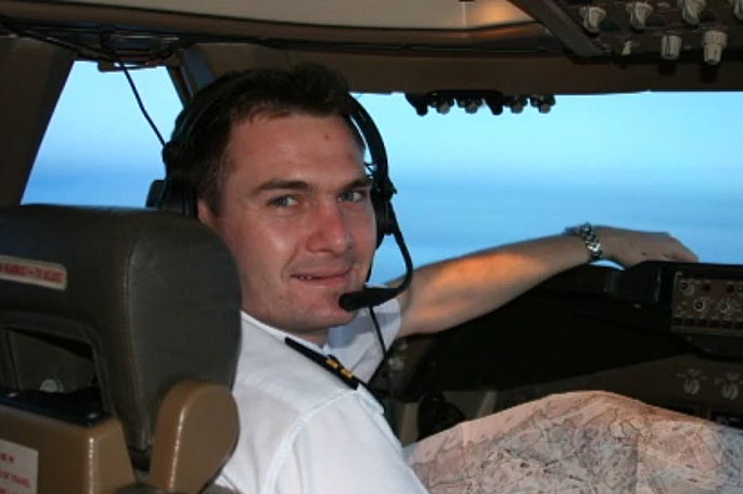 Pilot Matthew Morgan pictured in cockpit.