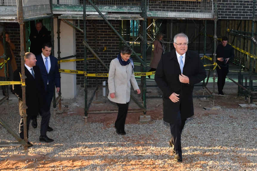 Scott Morrison on a construction site.