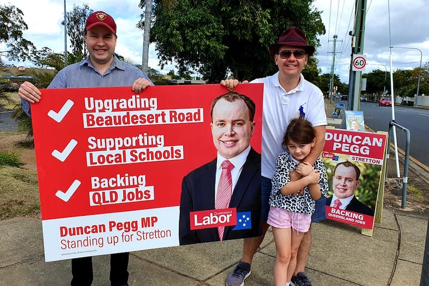 Duncan Pegg campaigning for Labor in Stretton electorate