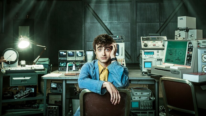 Daniel Radcliffe on the set of 'Miracle Workers'