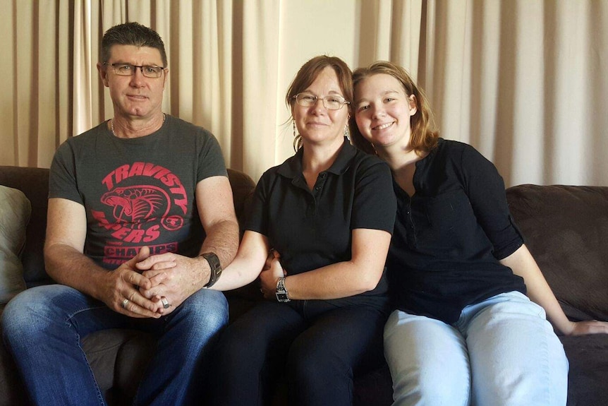 Shane, Pamela and Becky McKenzie at home