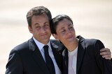 Nicolas Sarkozy hugged Ingrid Betancourt upon her arrival at Villacoublay's military airport.