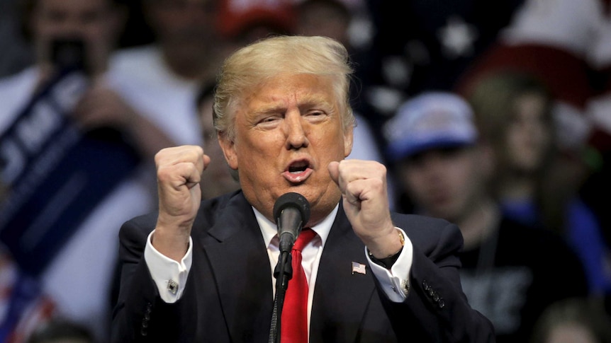 Donald Trump speaks during a rally in Wilkes-Barre, Pennsylvania.