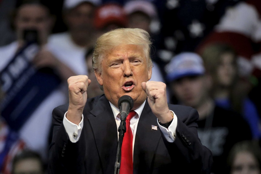 Donald Trump speaks during a rally in Wilkes-Barre, Pennsylvania.