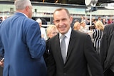 Trainer Chris Waller is seen after Winx rides to victory in the 2018 Winx Stakes at Flemington.