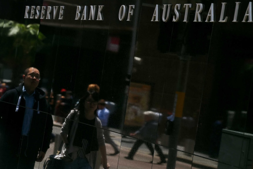 People outside the RBA building.