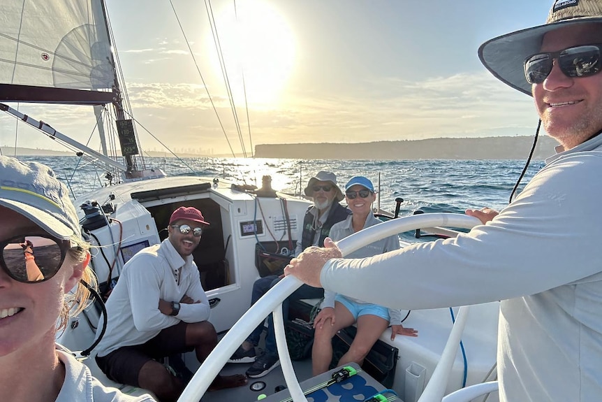 People on board a yacht.