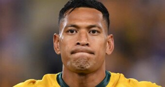 Israel Folau looks disappointed.