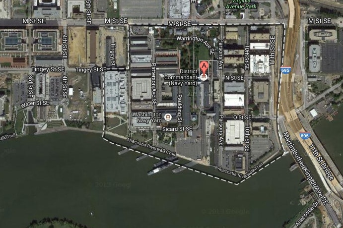 Aerial view of navy yard in Washington DC