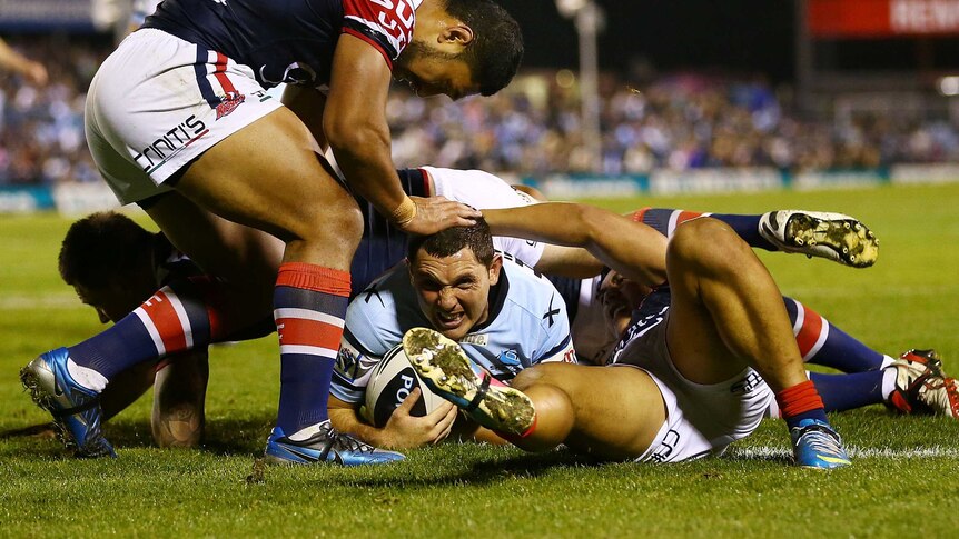 Wright scores for Sharks against Roosters