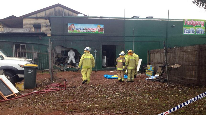 Fire investigators checking out the Serves You Right Cafe in Ravenshoe